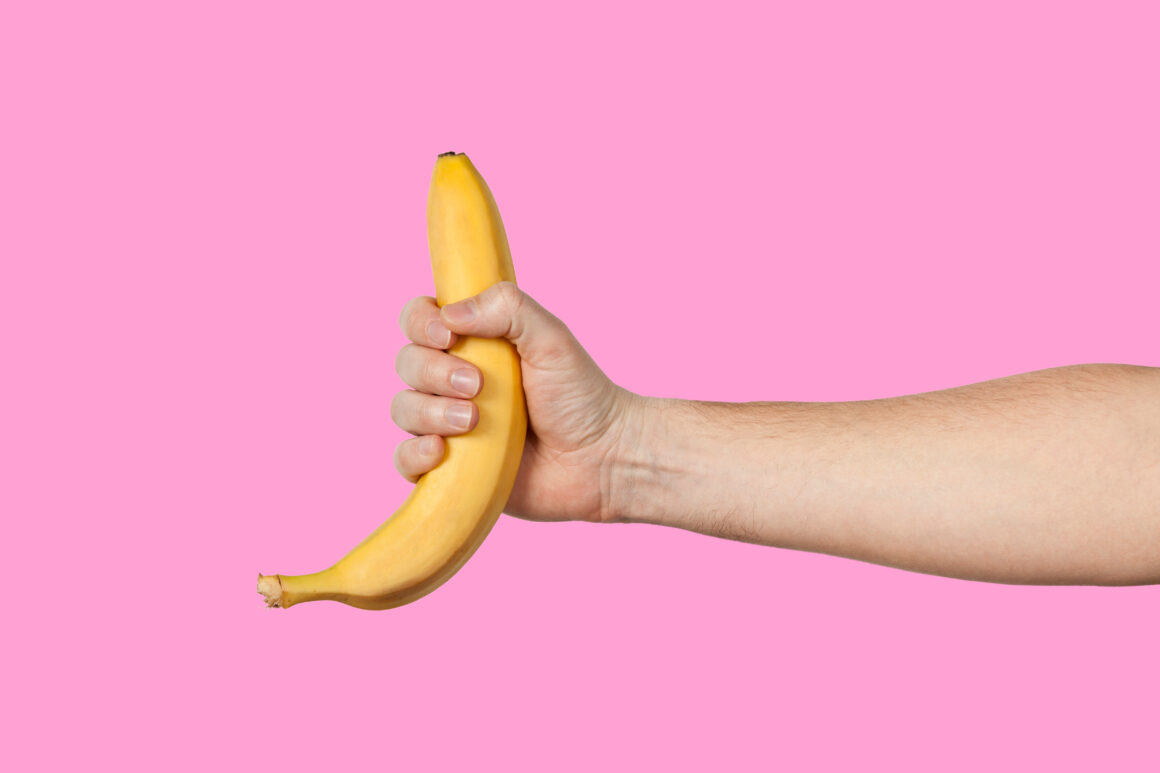Banana symbolizing holding a penis