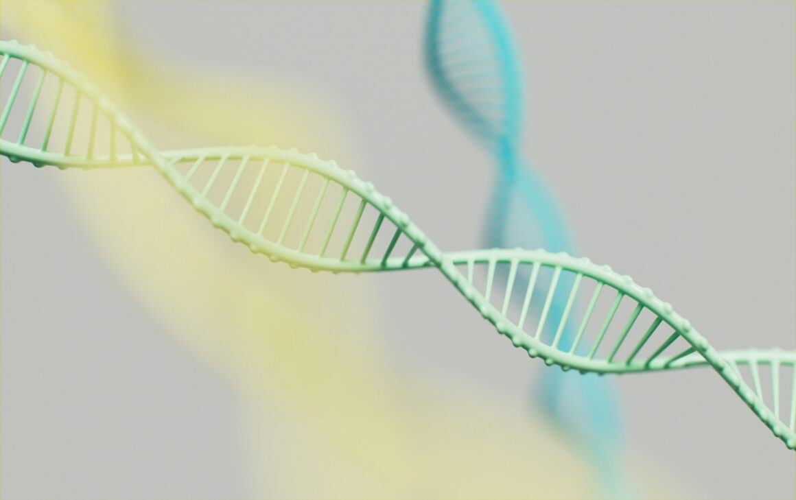 A helix DNA strand moving across the frame