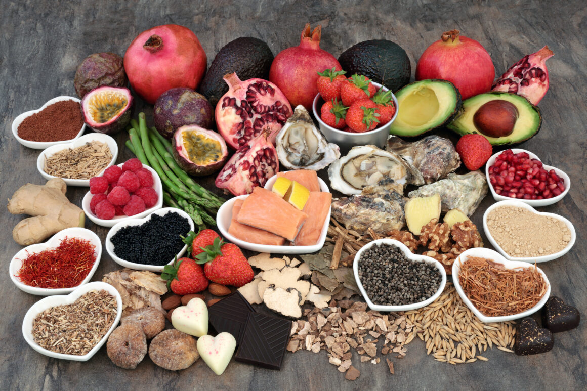 Large plate of aphrodisiac foods