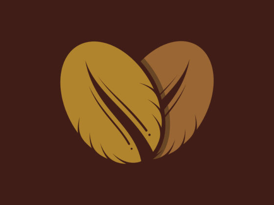 two coffee beans in a heart shape