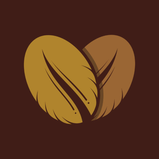 two coffee beans in a heart shape