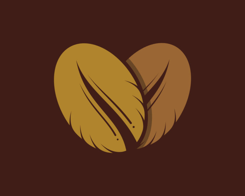 two coffee beans in a heart shape