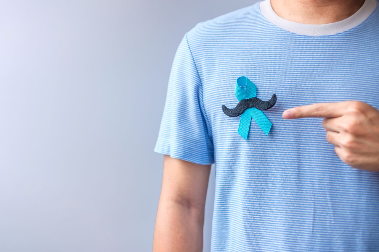 Blue Ribbon with mustache for supporting Prostate Cancer Awareness