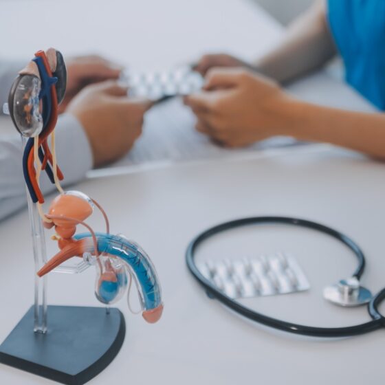 Urologist advising a patient about prostate problems