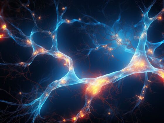 nerve endings with glowing points, representing heightened sensory response