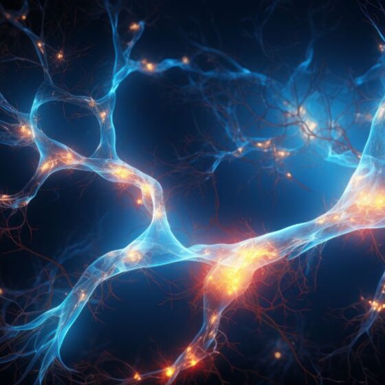 nerve endings with glowing points, representing heightened sensory response