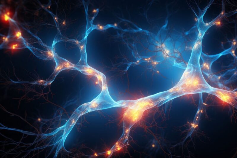 nerve endings with glowing points, representing heightened sensory response