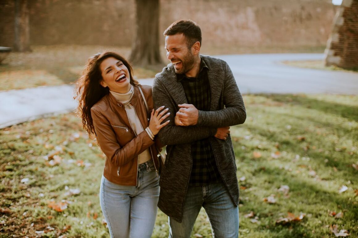 happy couple laughing