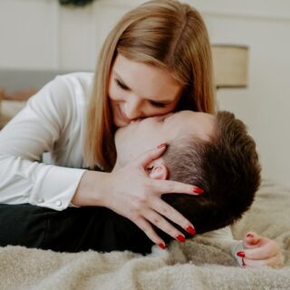 loving couple in bed together