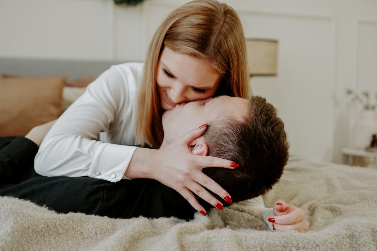 loving couple in bed together