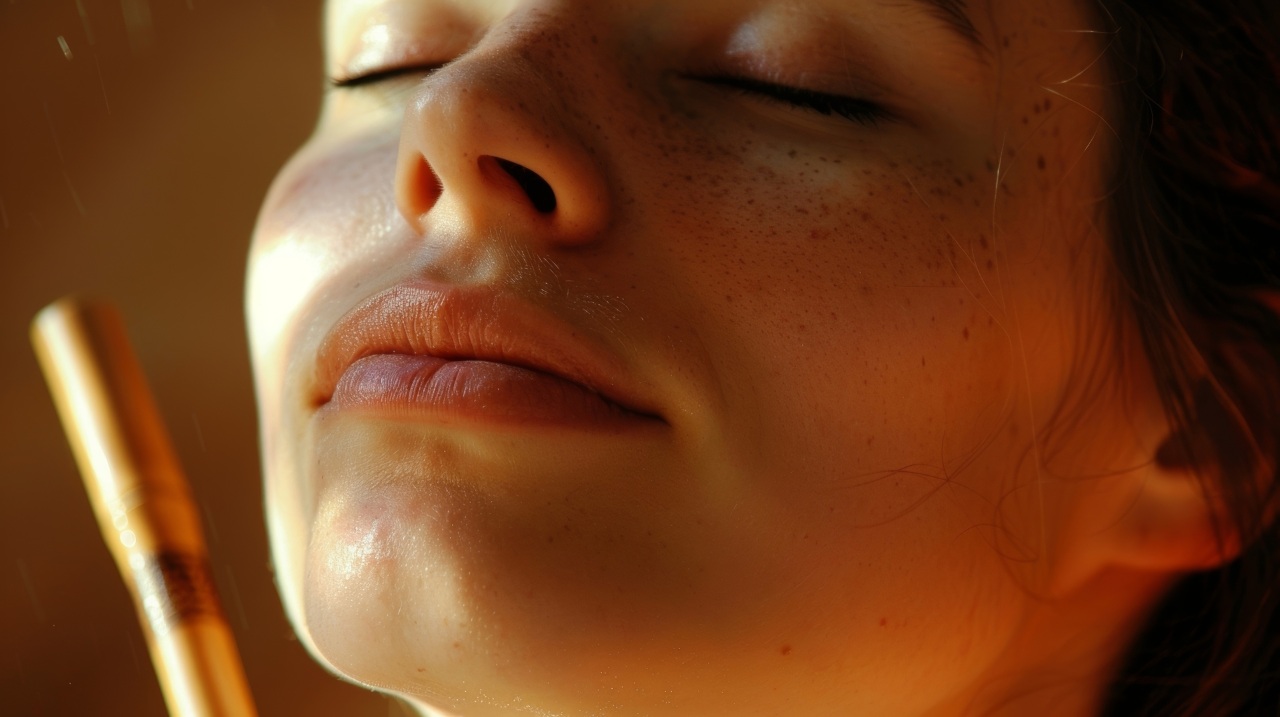 closeup of a woman's face eyes closed
