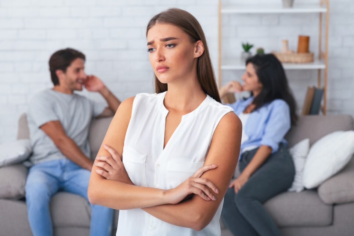 beautiful woman with worried look on her face