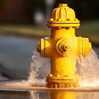 yellow fire hydrant about to burst