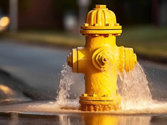 yellow fire hydrant about to burst