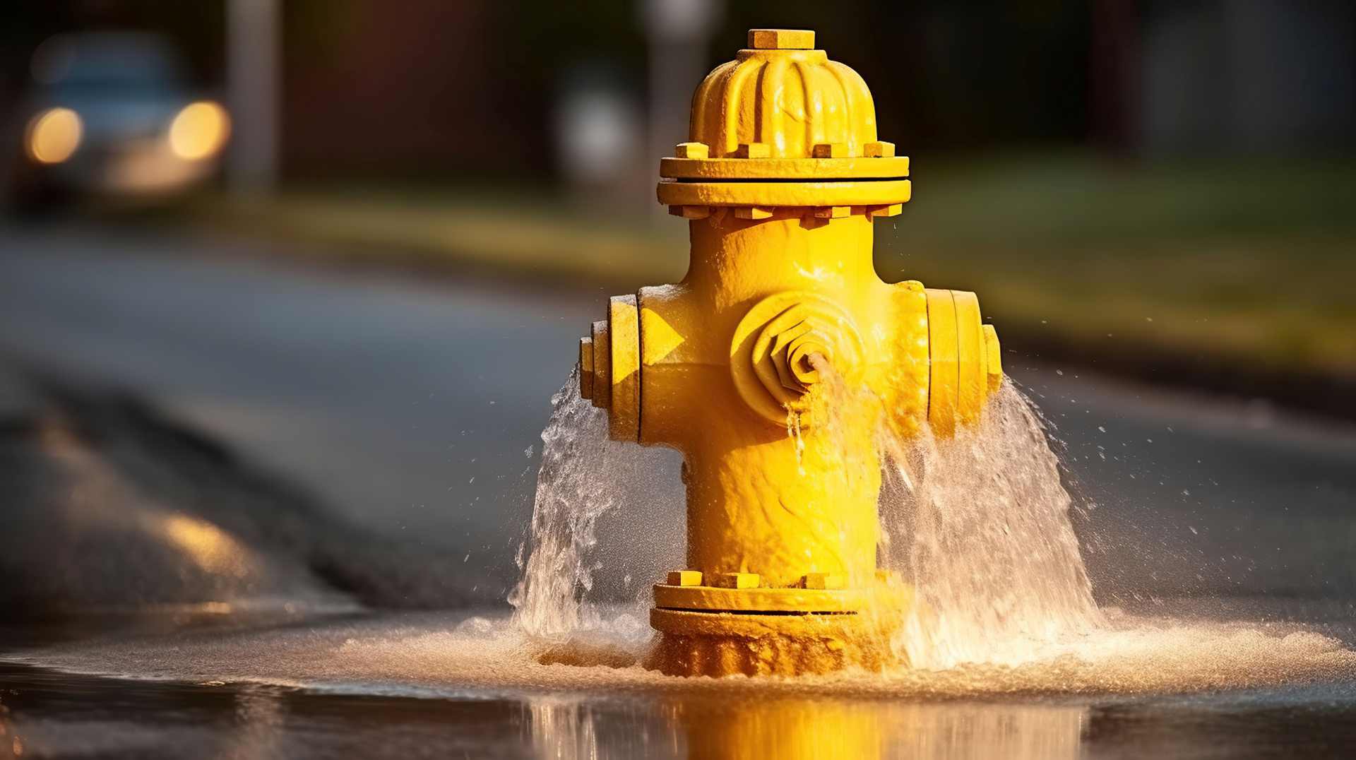 yellow fire hydrant about to burst