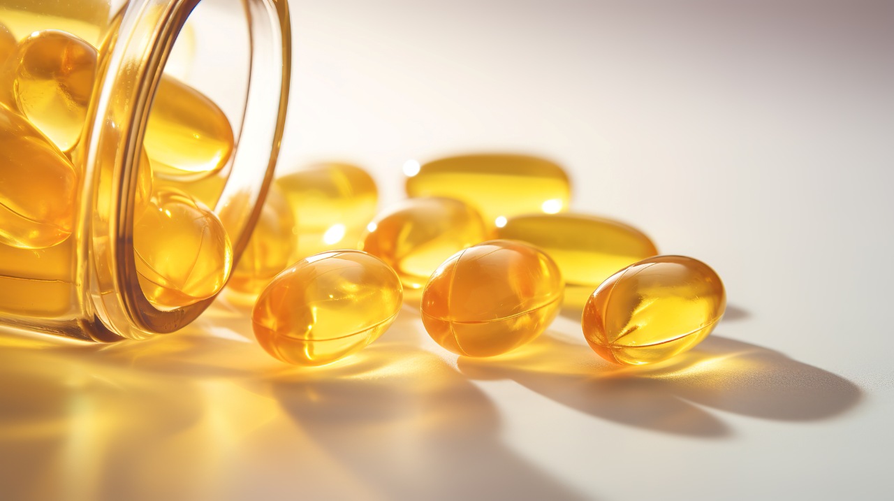 fish oil vitamins on a light background